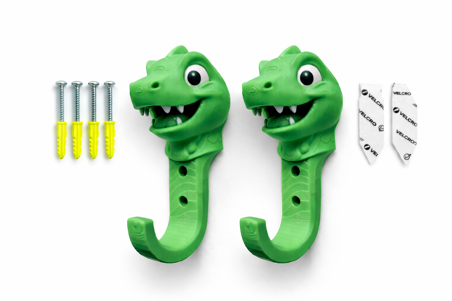 Dino Wall Hooks for Kids (2-Pack) For Backpacks, Jackets & Hats