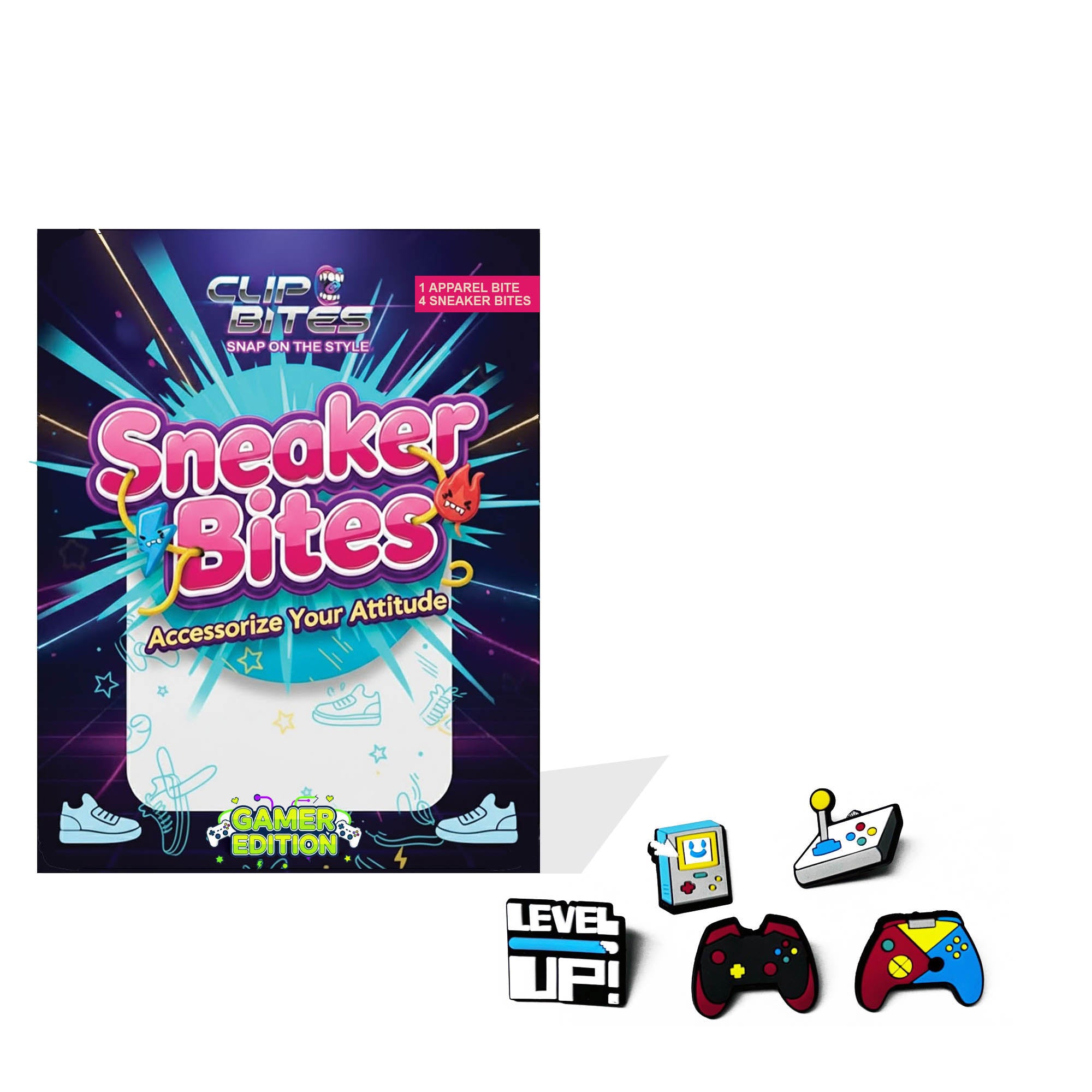 ClipBites™ – Snap-On Shoe Charms for Kids & Teens | Fun Sneaker Accessories | Mix & Match Lace Clips