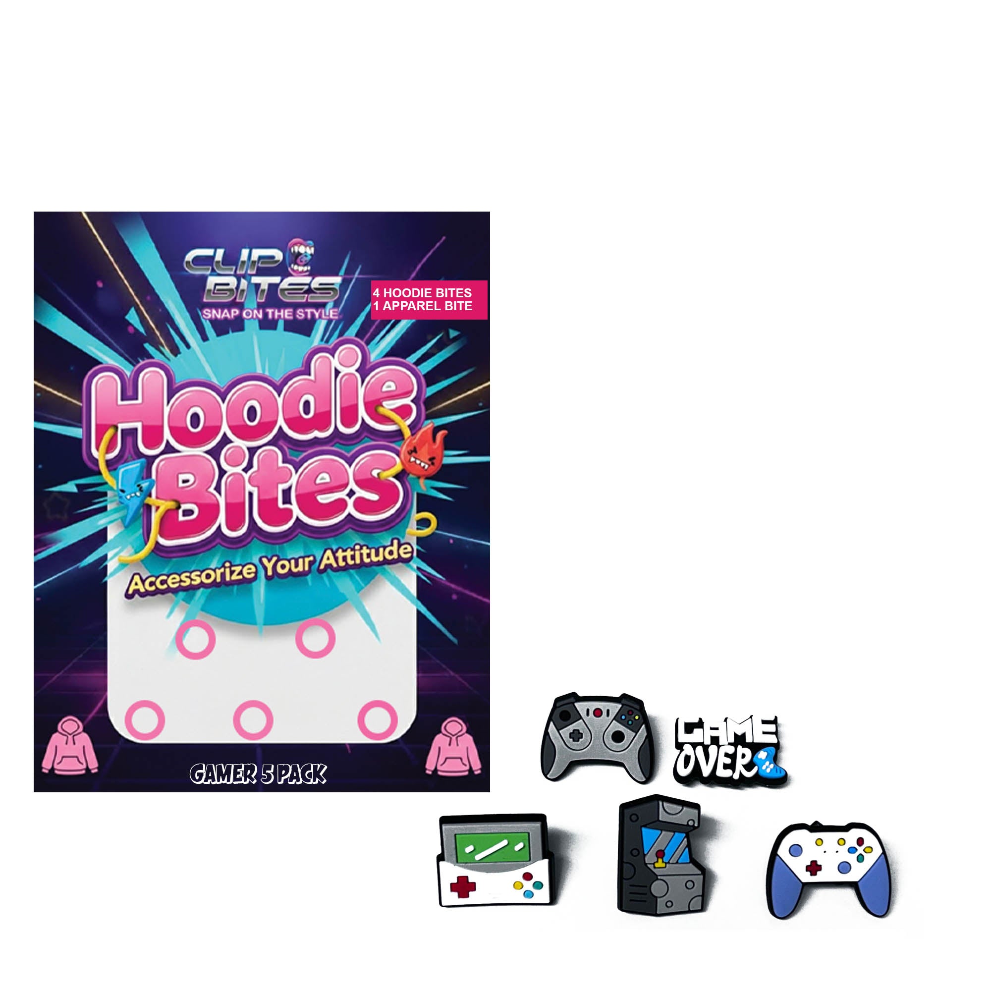 Gamer Pack Hoodie Bites 4 Pack with 1 Magnetic Apparel Bite